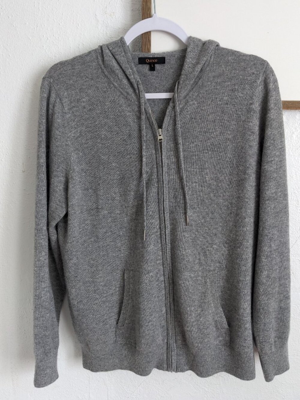 Quince gray mongolian cashmere full-zip hoodie size large